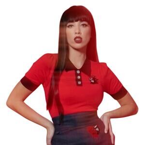 Unique Vintage Emily The Strange Red Knit Top 5X NWOT